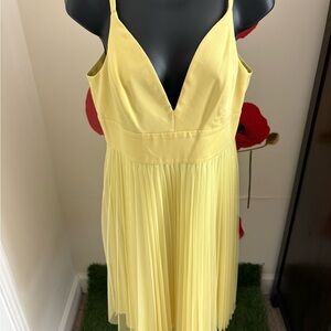 Sunny Yellow BCBG Pleated Spaghetti Strap Dress